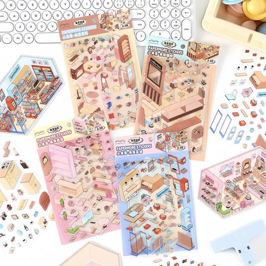 Small Corner Series 3D Sticker | 4 Cute Miniature Scenes