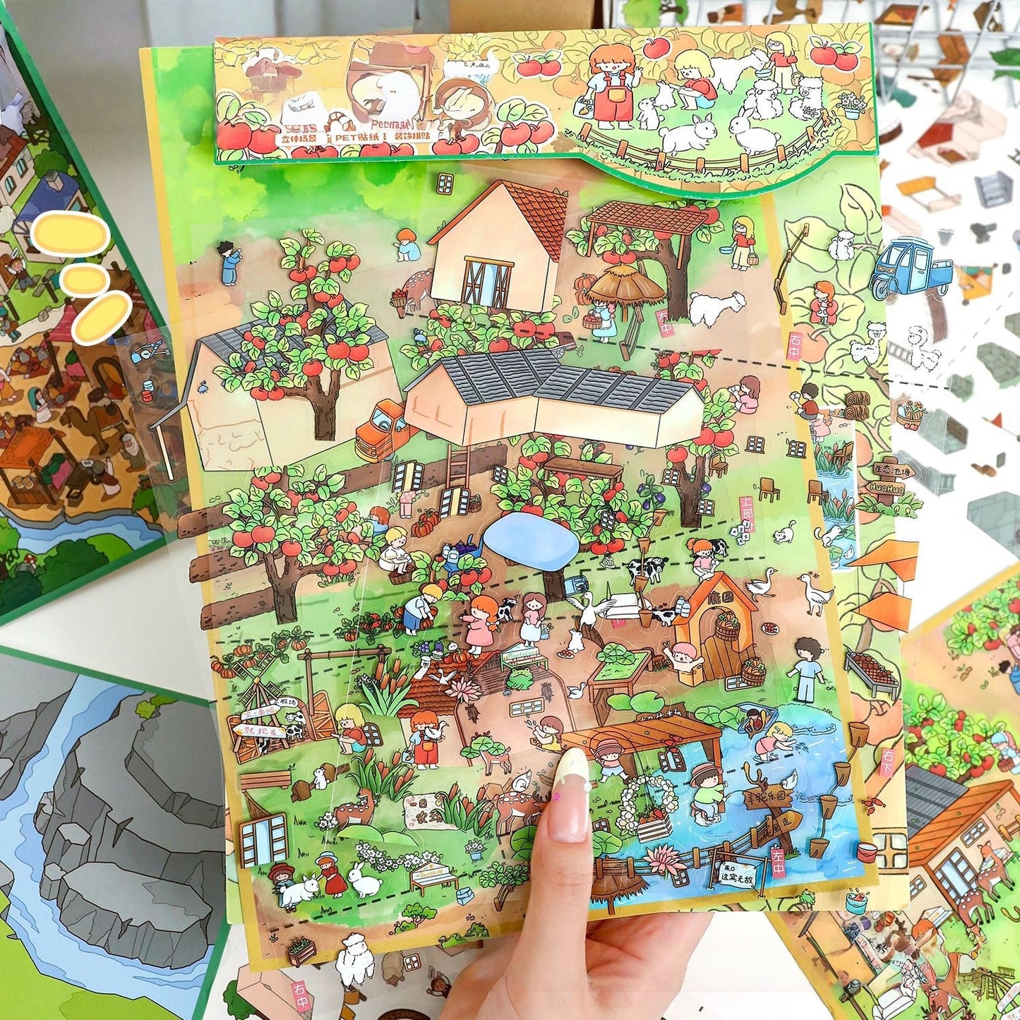 Whimsy Town Quest 3D Sticker | 2 Cute Miniature Scenes