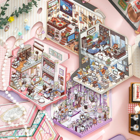 Tiny Box 3D Sticker | 4 Cute Miniature Scenes