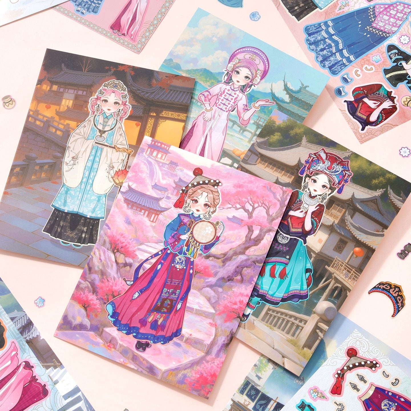 New Chinese Girl Dress Up 3D Sticker Book
