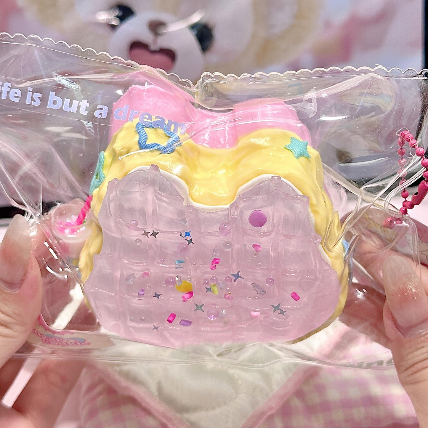 Strawberry Bunny-Shaped Waffles Squishy