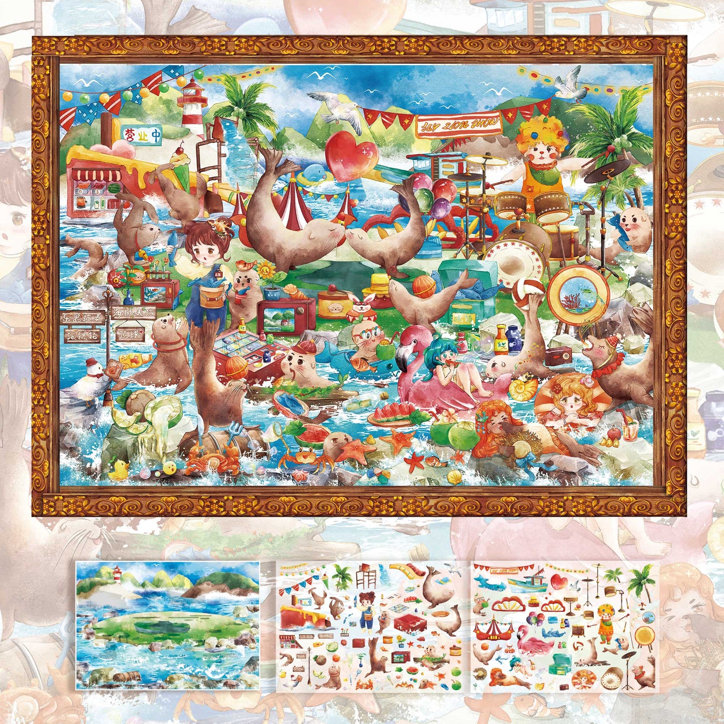 Oil Painting 3D Sticker | 3 Cute Miniature Scenes