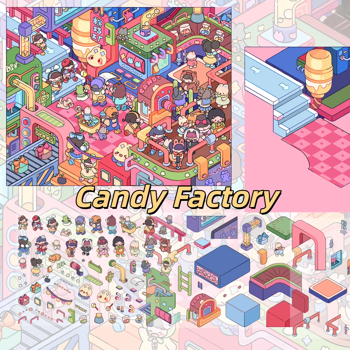 Kids' World 3D Sticker | 4 Cute Miniature Scenes