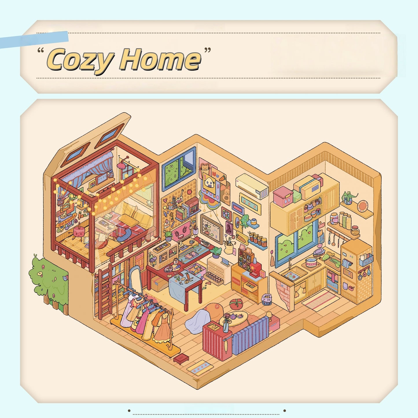 Daydream Apartment 3D Sticker | 3 Cute Miniature Scenes