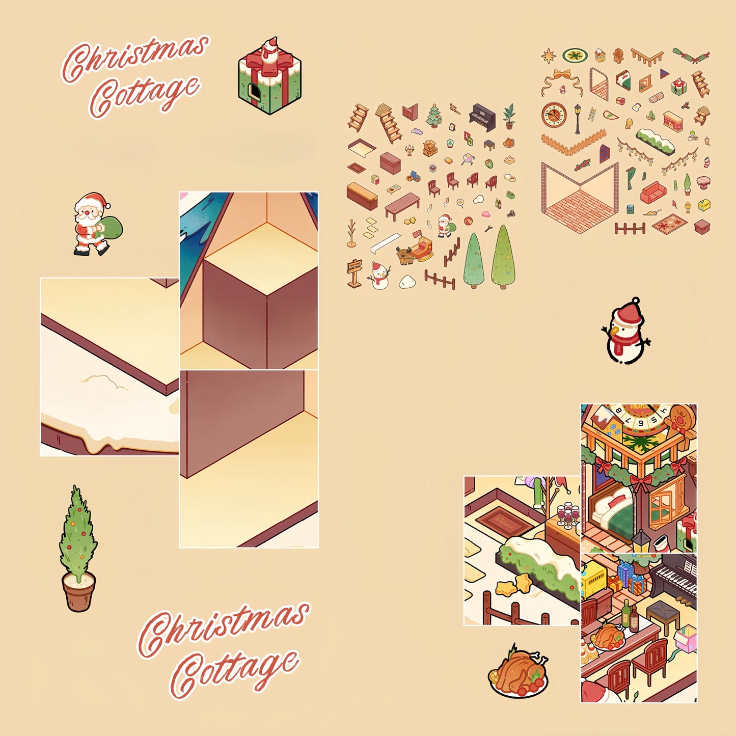 Christmas Cottage 3D Sticker