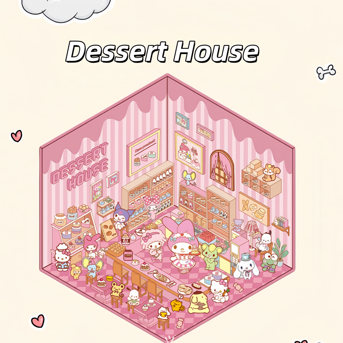 Sanrio Series 3D Sticker | 4 Cute Miniature Scenes
