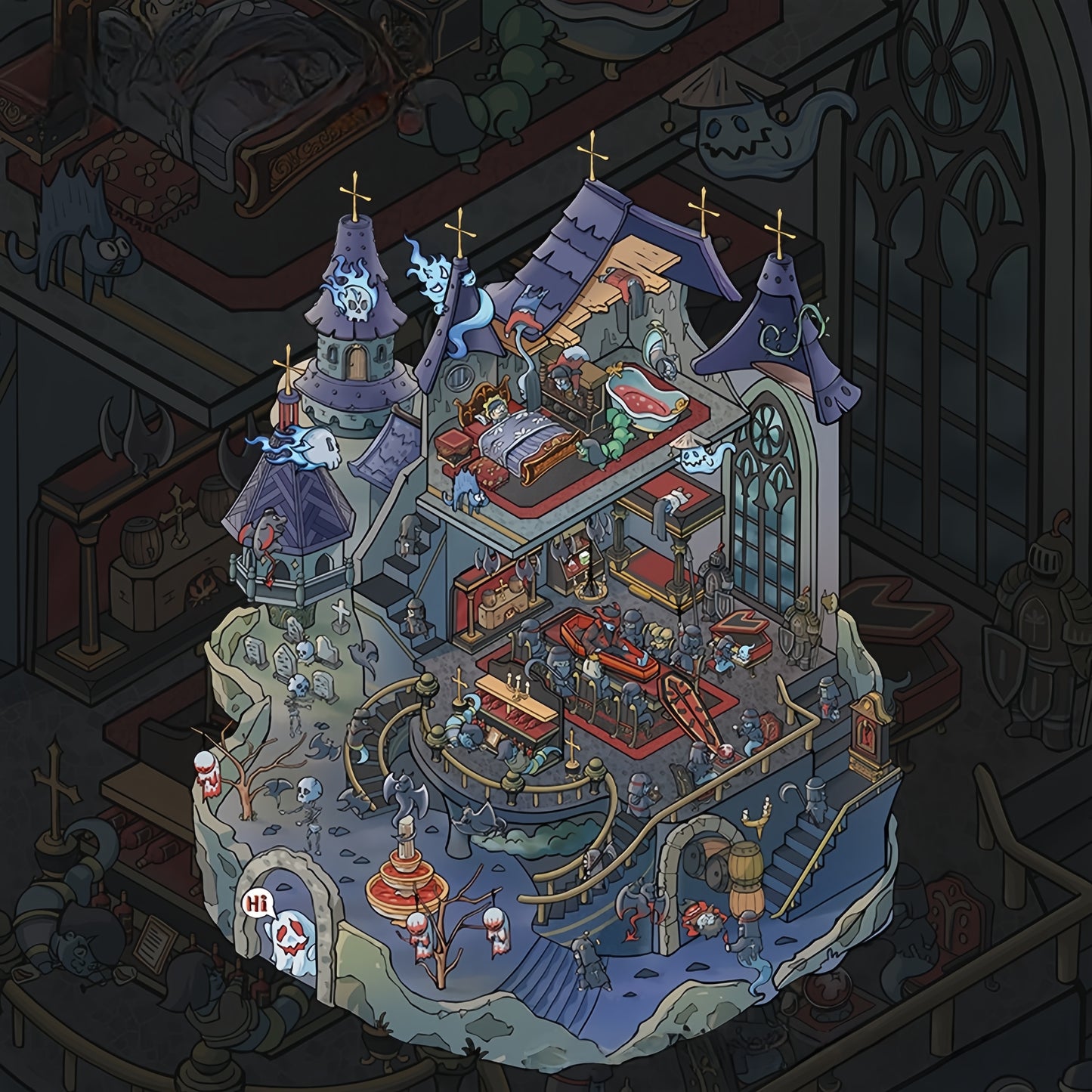 Micro Horror 3D Sticker | 4 Cute Miniature Scenes