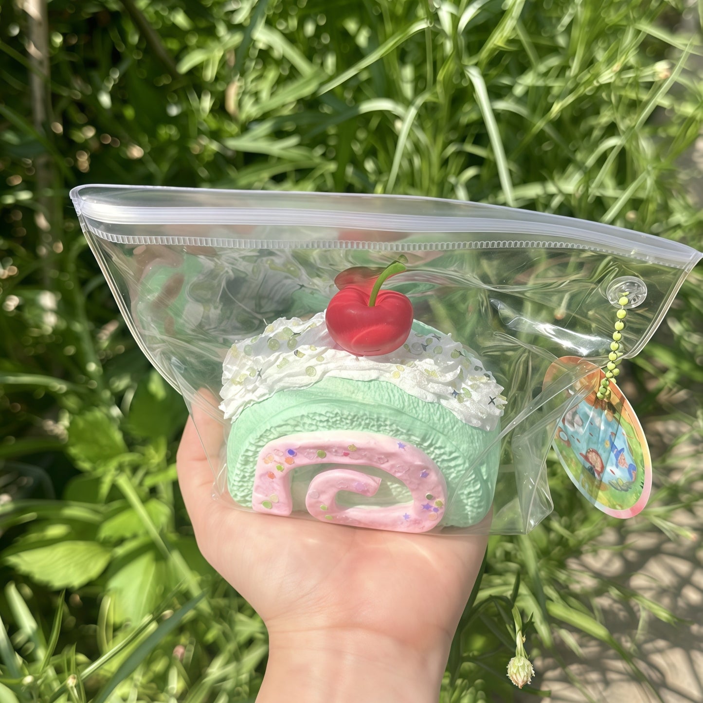 Mint Cherry Swiss Roll Squishy