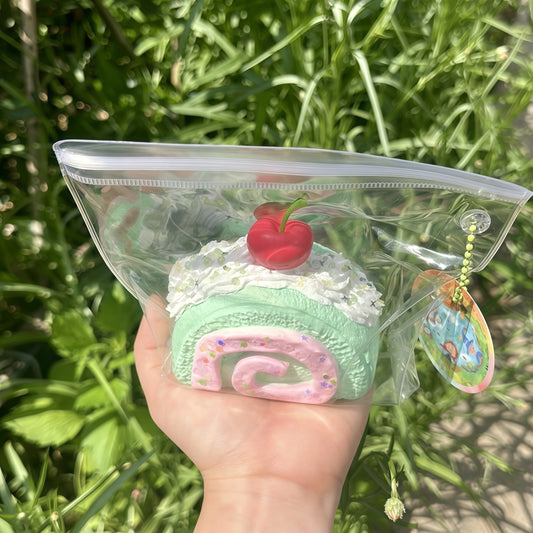 Mint Cherry Swiss Roll Squishy