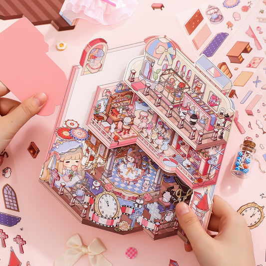 Flip Mansion 3D Sticker | 2 Cute Miniature Scenes