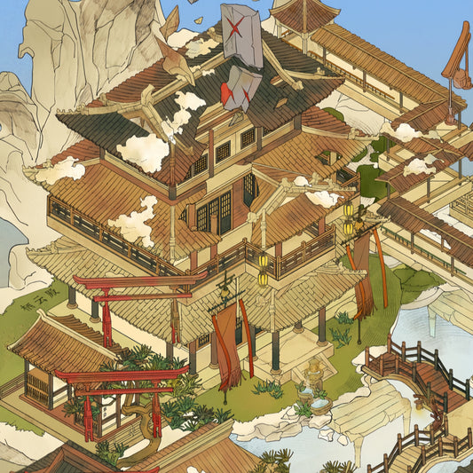 Red Lotus 3D Sticker | 2 Cute Miniature Scenes