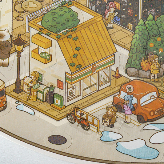 Tiny Cozy Town 3D Sticker | 4 Cute Miniature Scenes