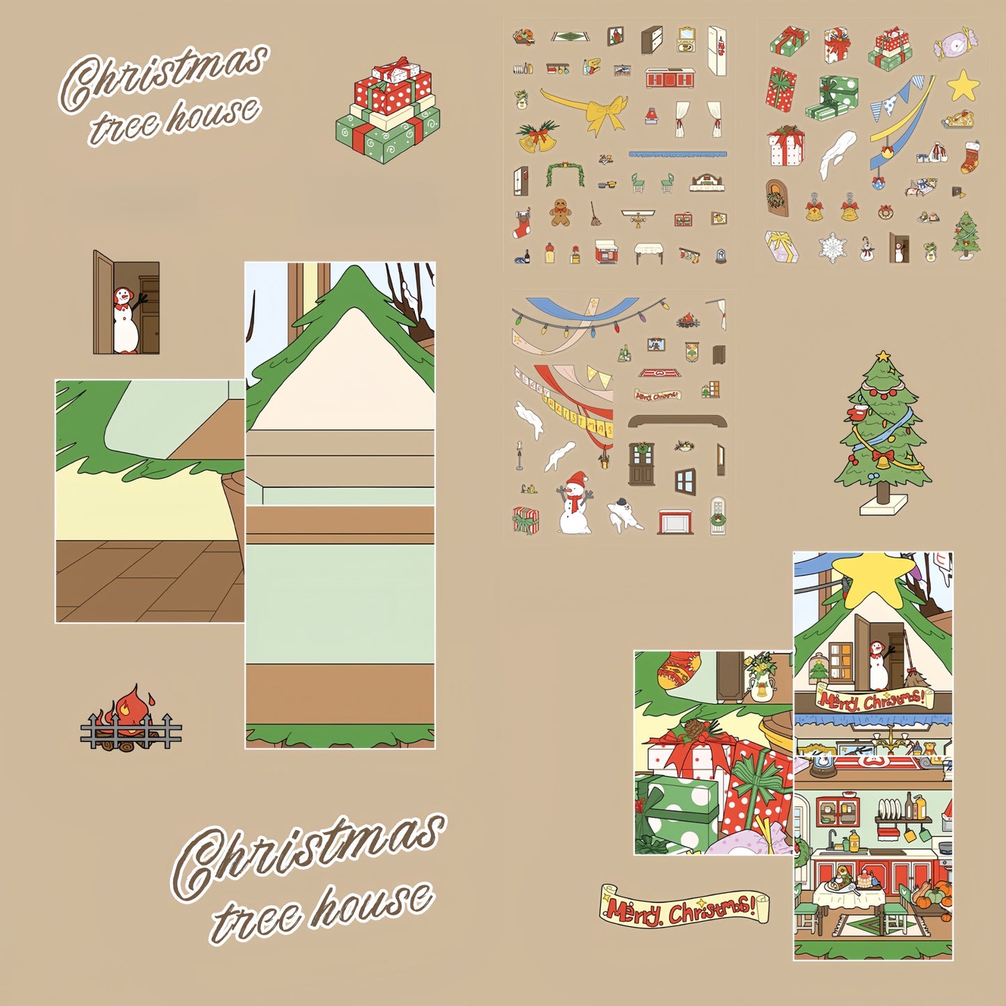 Christmas Tree House 3D Sticker