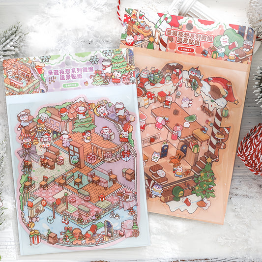 Christmas Night 3D Sticker | 2 Cute Miniature Scene