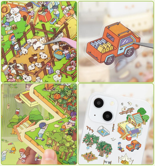 Country Life 3D Sticker Scenes | 2 Cute Miniature Scenes