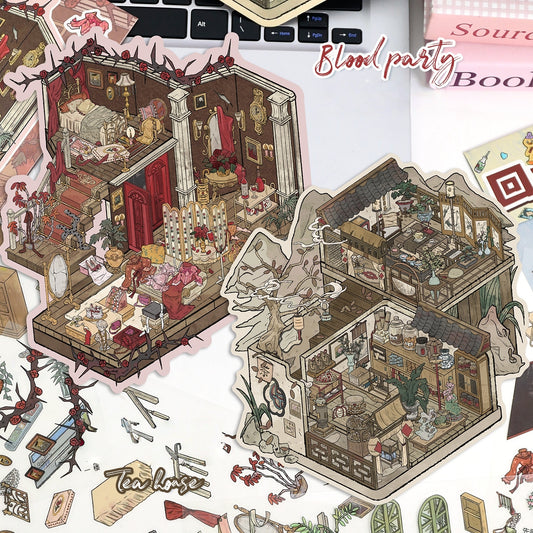 Little Whimsy Cottage 3D Sticker | 4 Cute Miniature Scenes