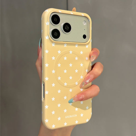 Custard Yellow Star Pearl Bear Magnetic Stand Acrylic Phone Case