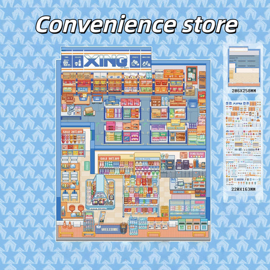 Pixel Shop 3D Sticker | 2 Cute Miniature Scenes