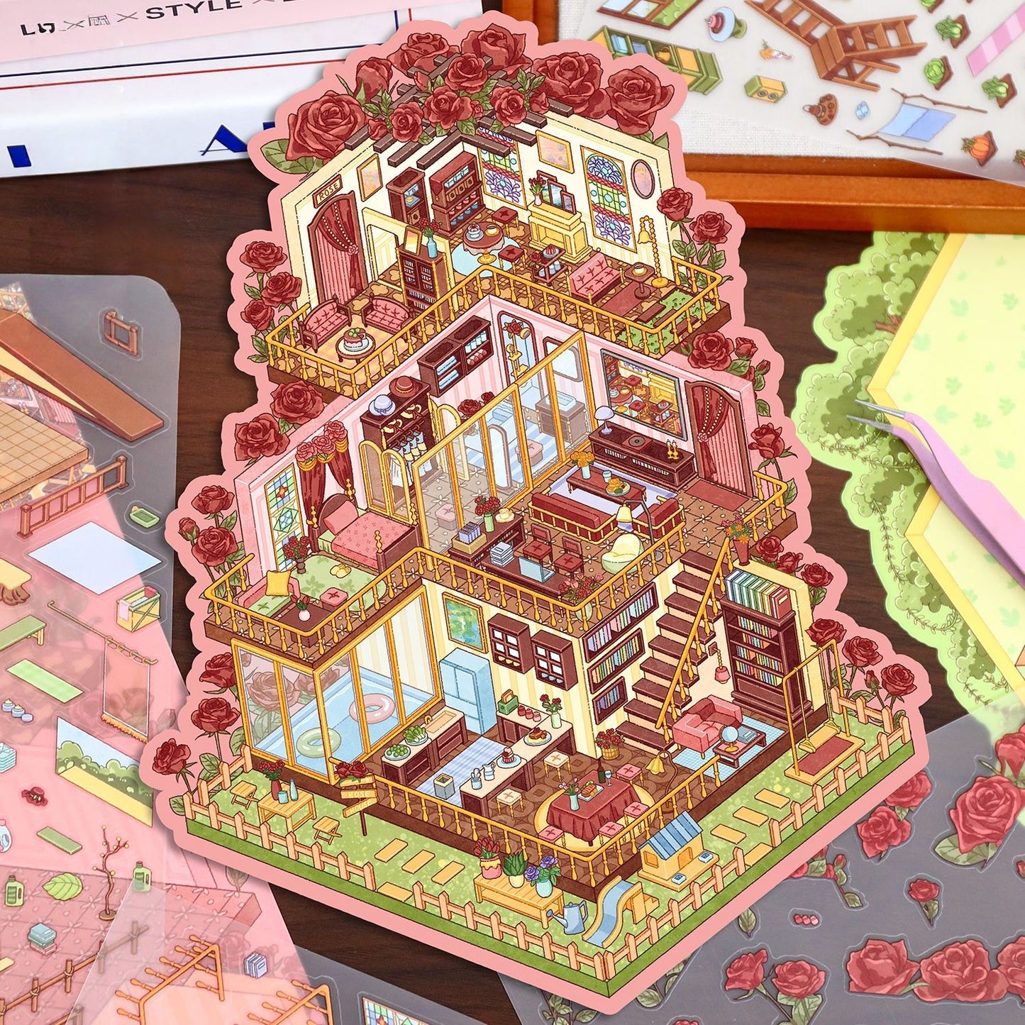 Vintage Villa 3D Sticker | 2 Cute Miniature Scenes