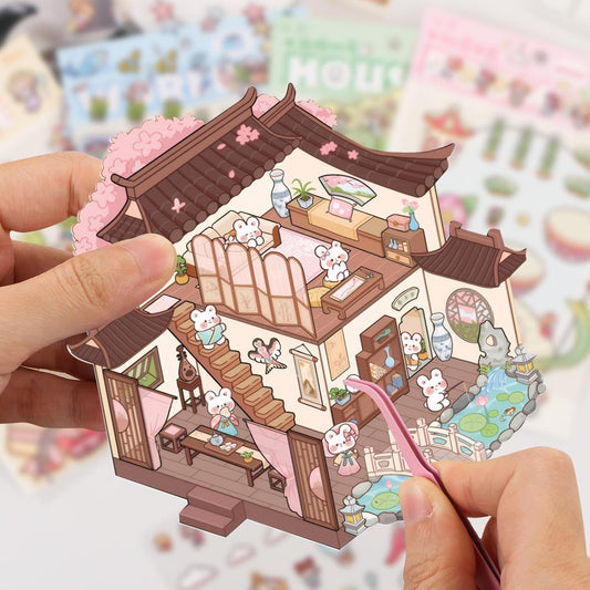 Ancient Life 3D Sticker | 4 Cute Miniature Scenes