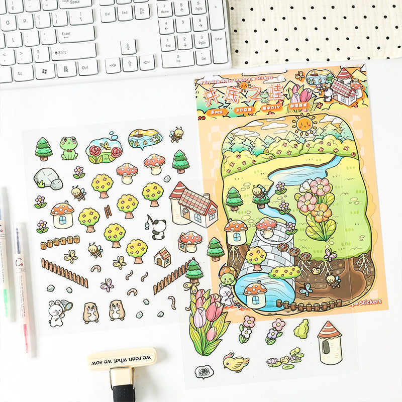 Little Fables 3D Sticker | 4 Cute Miniature Scenes