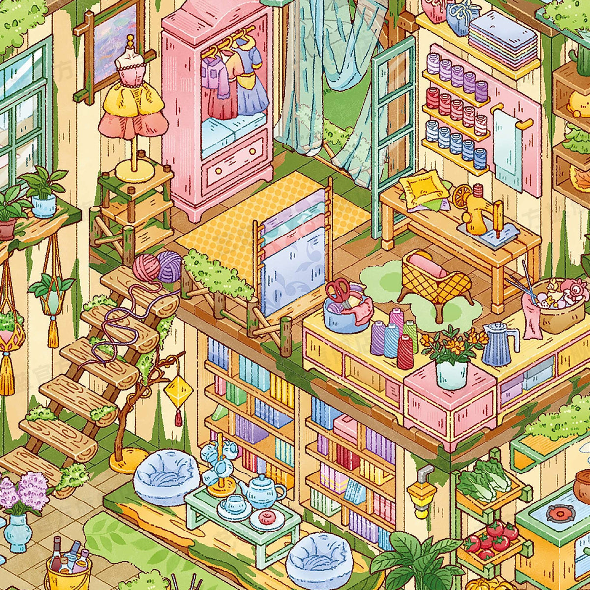 Dreamy Dwellings 3D Sticker | 2 Cute Miniature Scenes