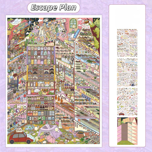 Leaving Ground 3D Sticker | 2 Cute Miniature Scenes