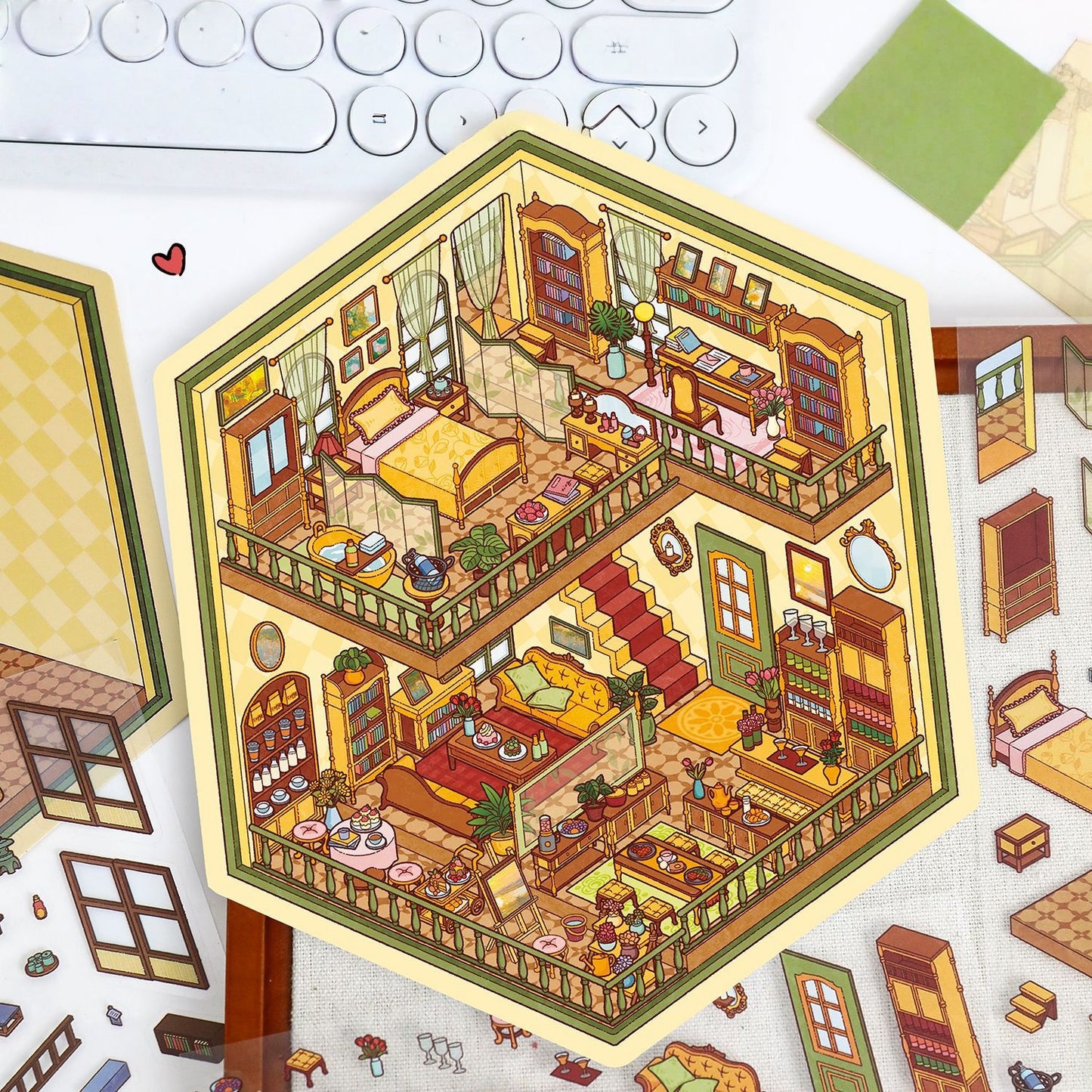 Cozy Cabin 3D Sticker | 2 Cute Miniature Scenes