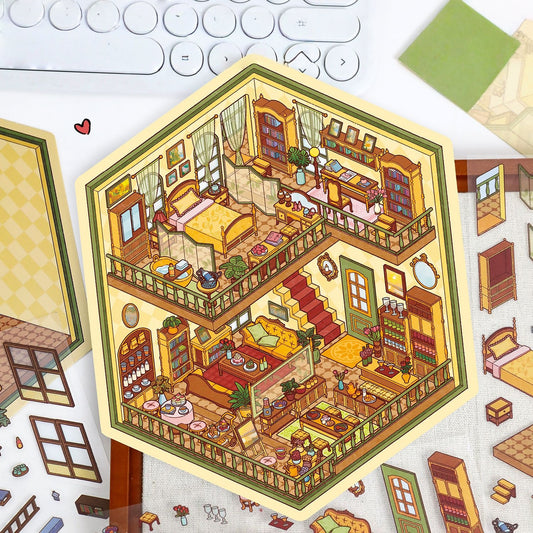 Cozy Cabin 3D Sticker | 2 Cute Miniature Scenes