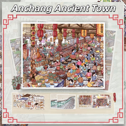 Old Town 3D Sticker | 4 Cute Miniature Scenes
