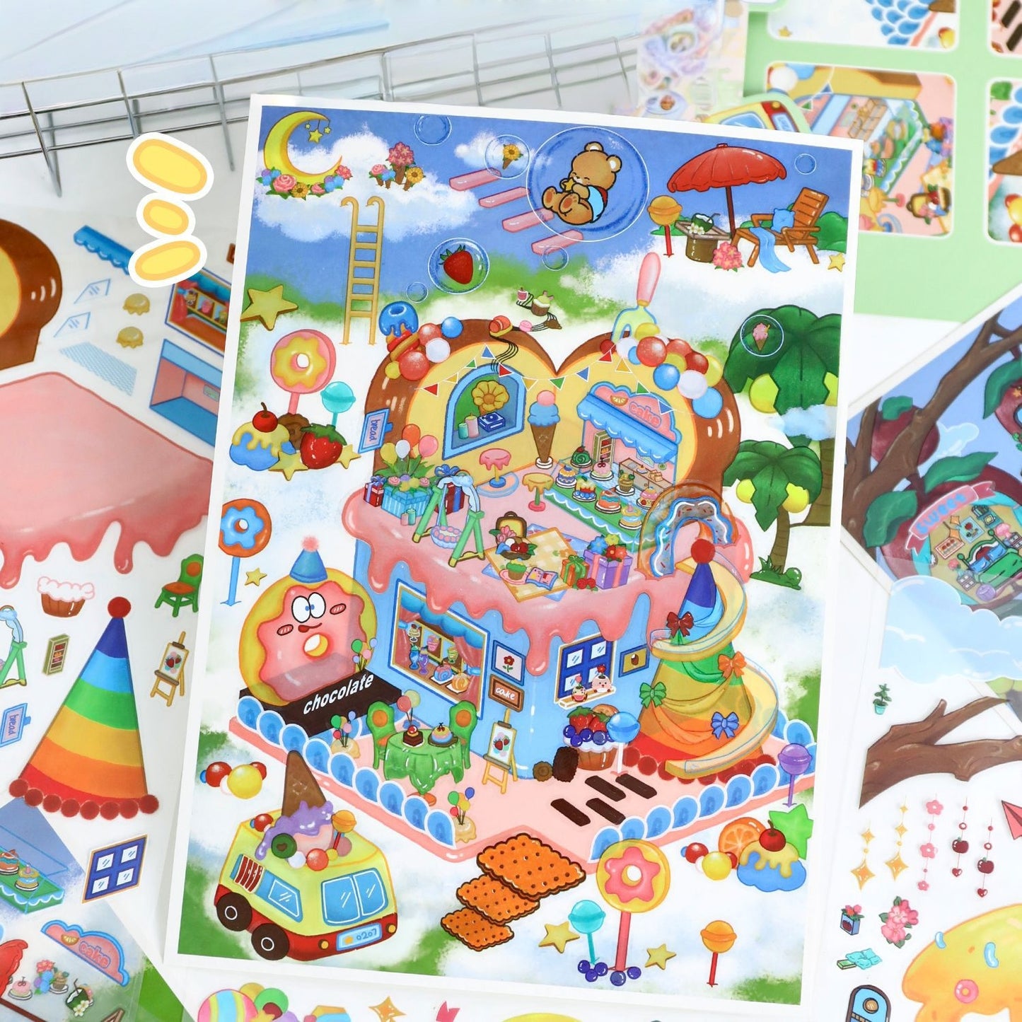 Cakey Wonderland 3D Sticker | 2 Cute Miniature Scenes