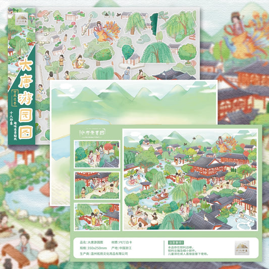 Tang Dynasty 3D Sticker | 2 Cute Miniature Scenes