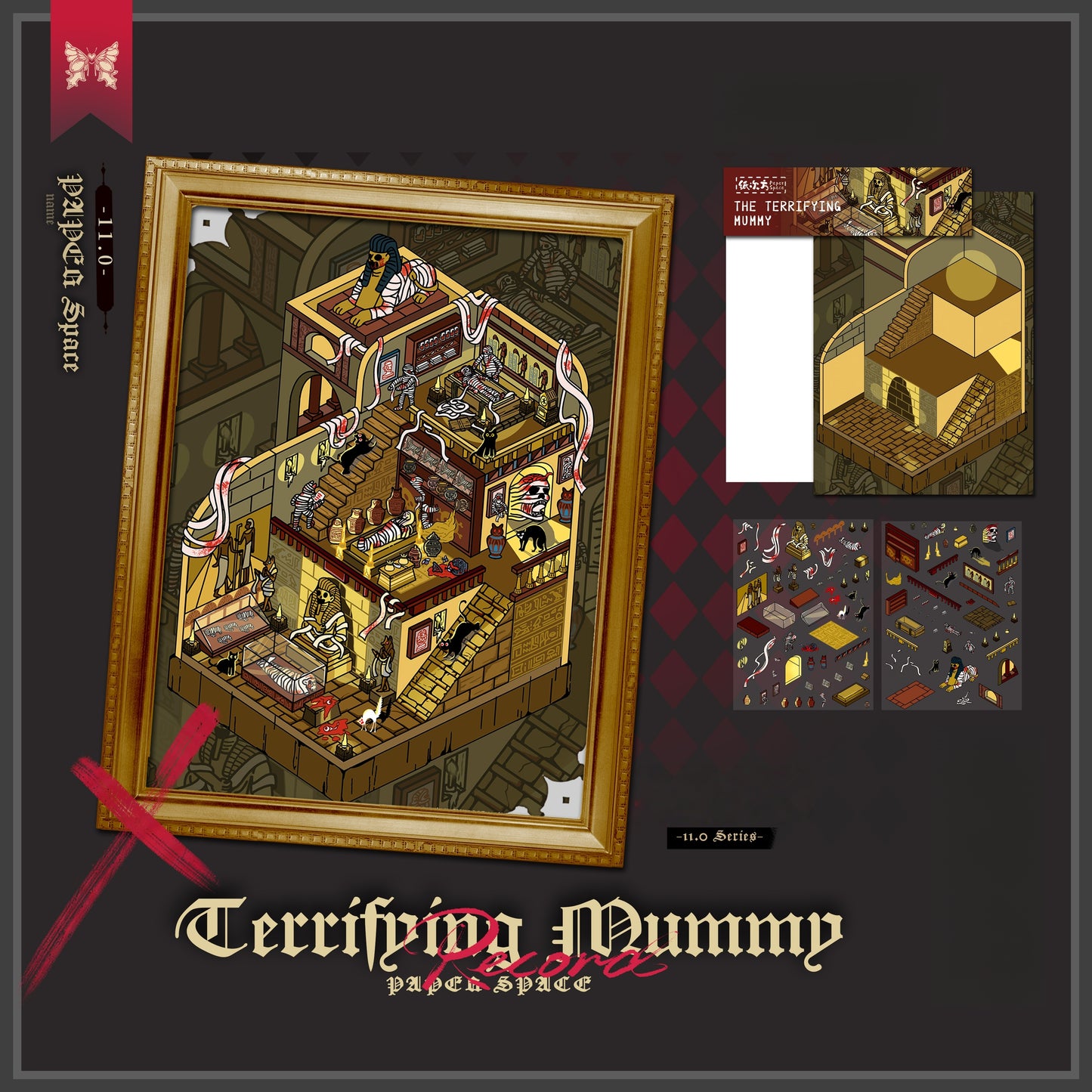 Horror Adventure 3D Sticker | 4 Cute Miniature Scenes