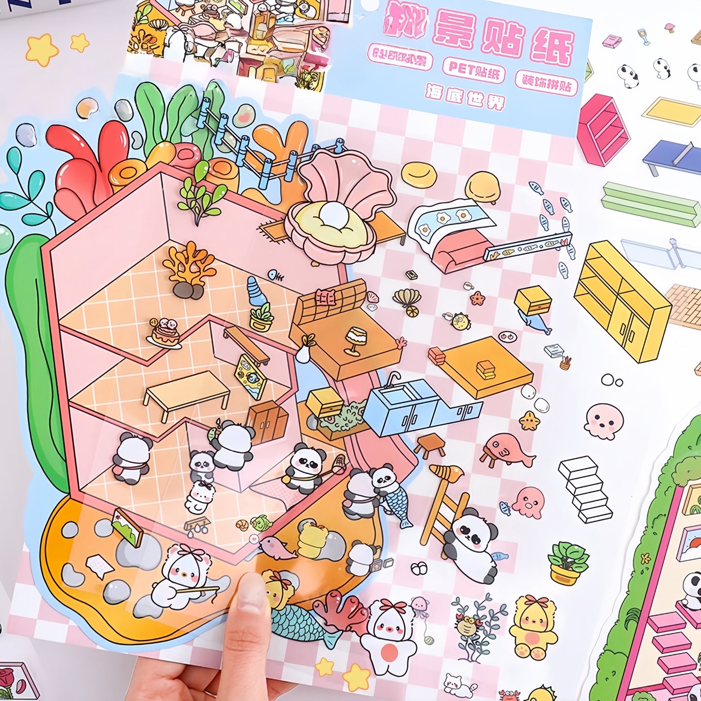 Panda’s Wonder Days 3D Sticker | 2 Cute Miniature Scenes
