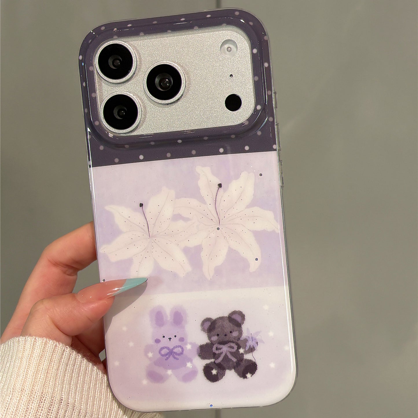 Cartoon Bear Rabbit Lily Acrylic Phone Case