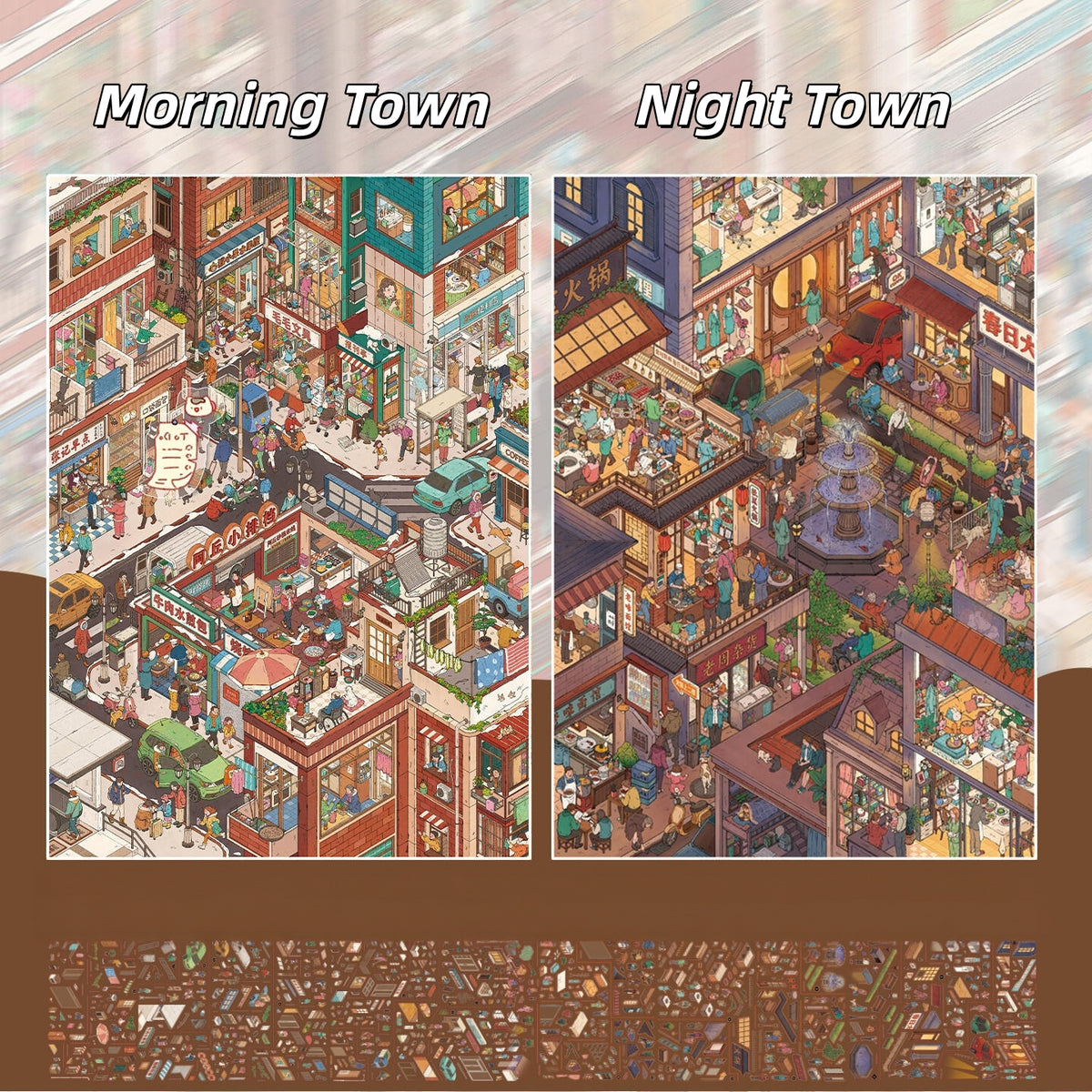 Day & Night 3D Sticker | 2 Cute Miniature Scenes