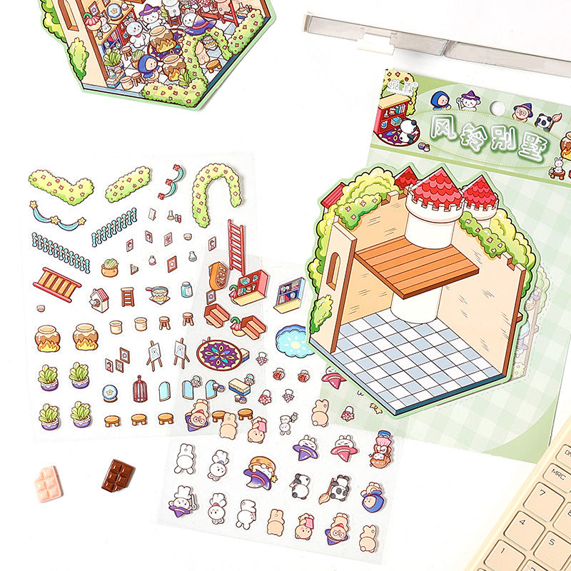 Dream Castle 3D Sticker | 4 Cute Miniature Scenes
