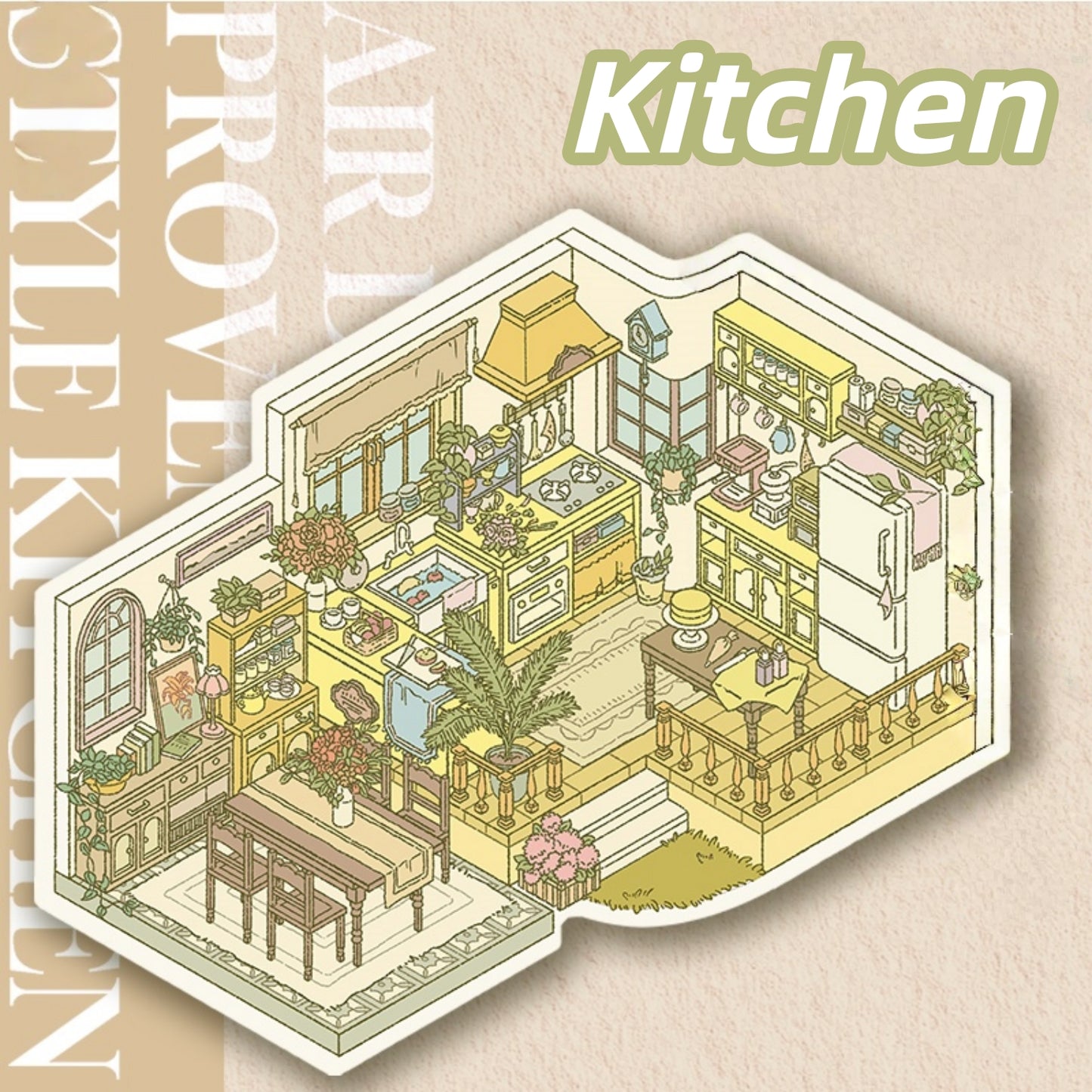 European Room 3D Sticker | 3 Cute Miniature Scenes