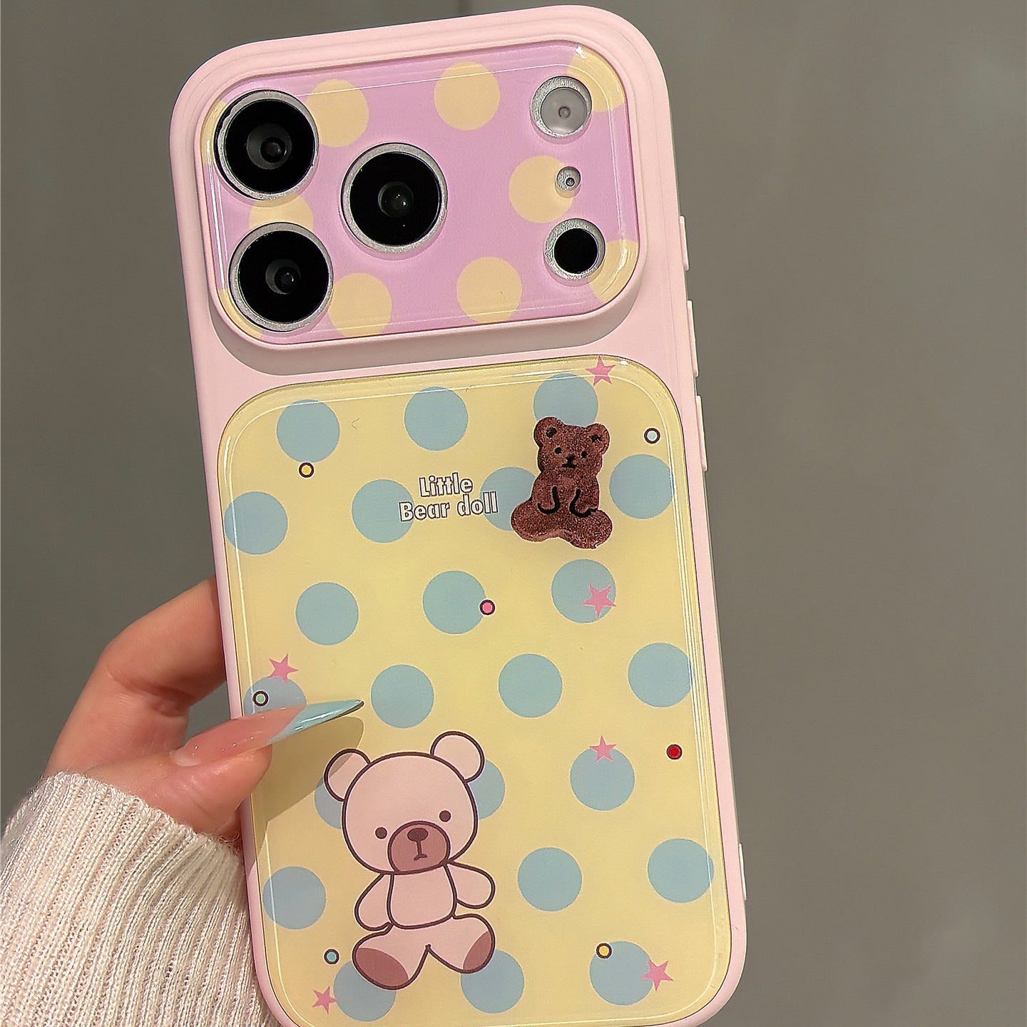 Polka Dot Bear Plush Acrylic Phone Case