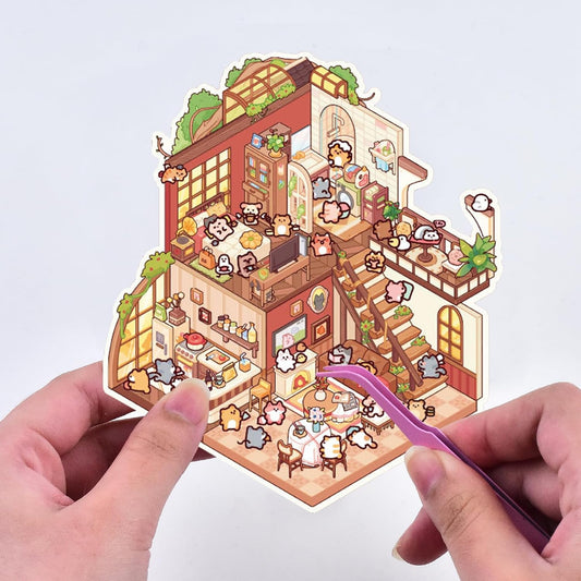 Little Fantasy Town 3D Sticker | 4 Cute Miniature Scenes