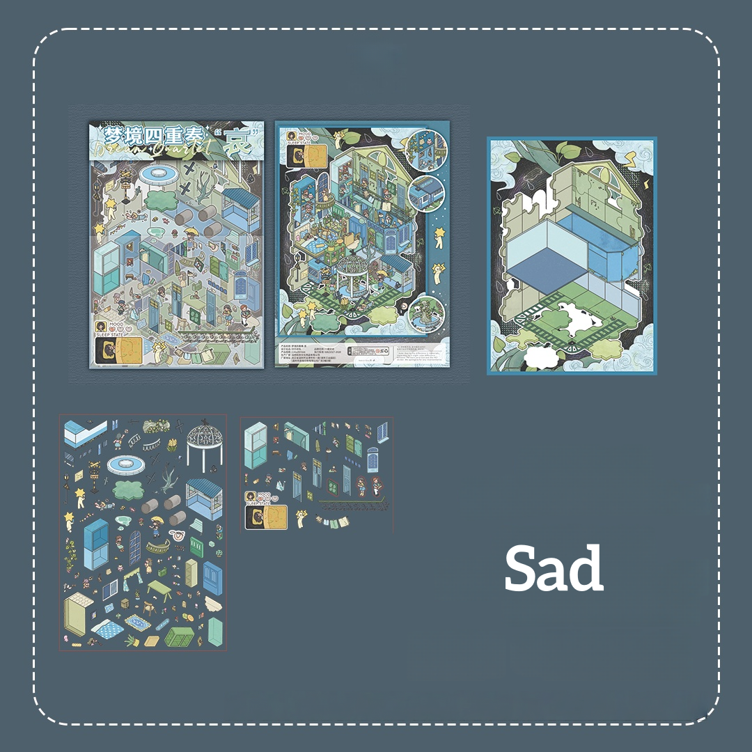 Dream Quartet 3D Sticker | 4 Cute Miniature Scenes