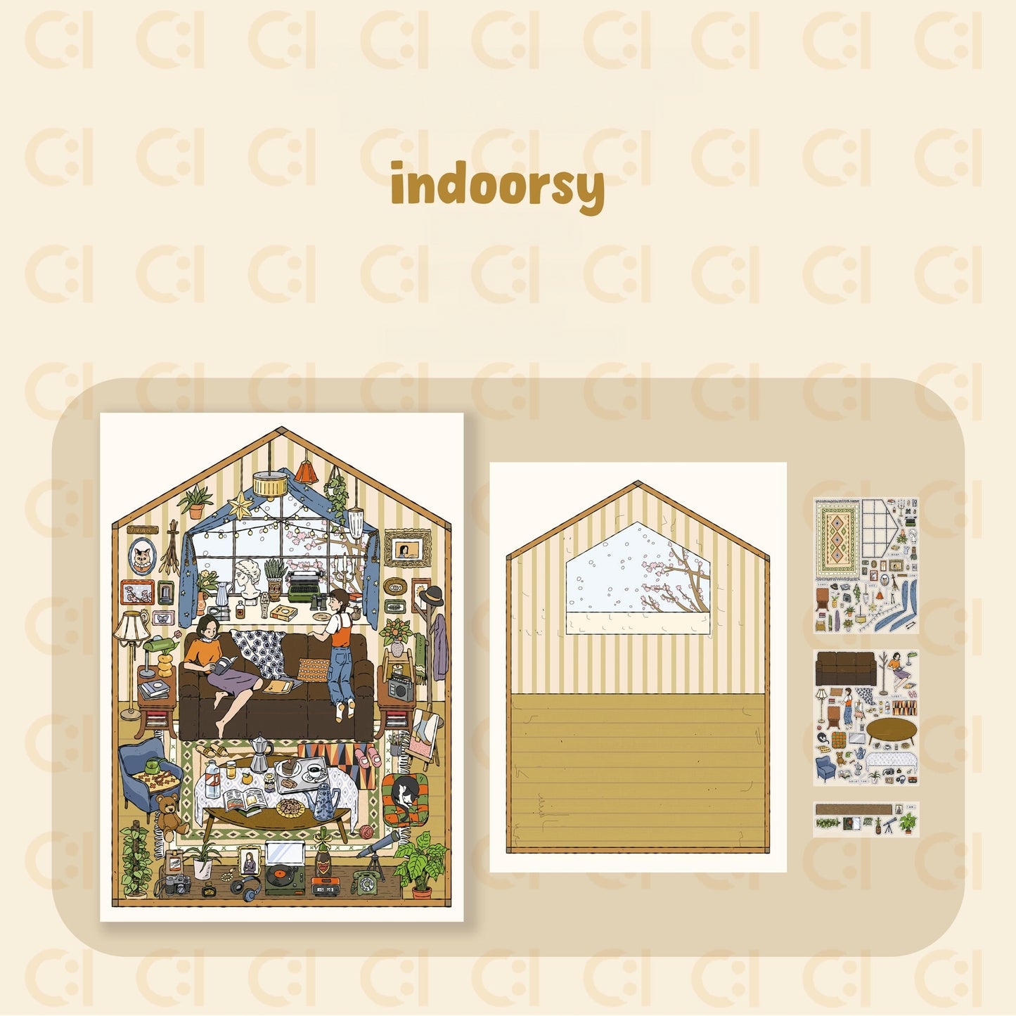 The Calm of Staying 3D Sticker | 2 Cute Miniature Scenes