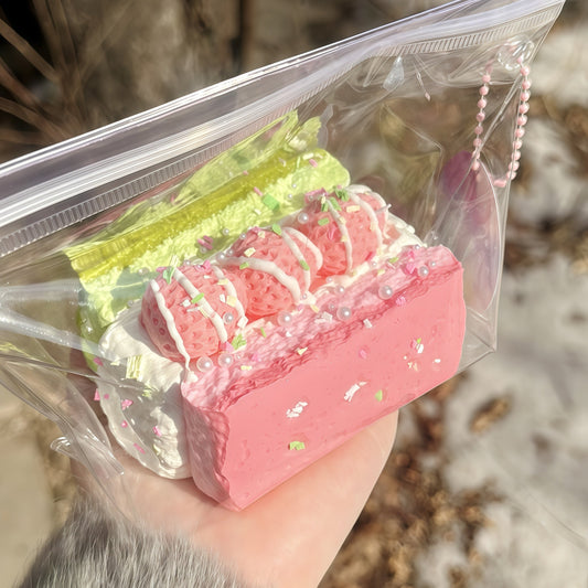 Fresh Strawberry Matcha Sandwich Squishy