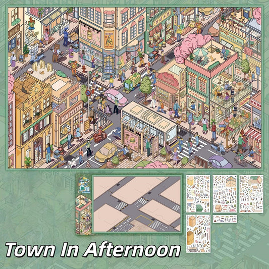 Famous Town 3D Sticker | 2 Cute Miniature Scenes