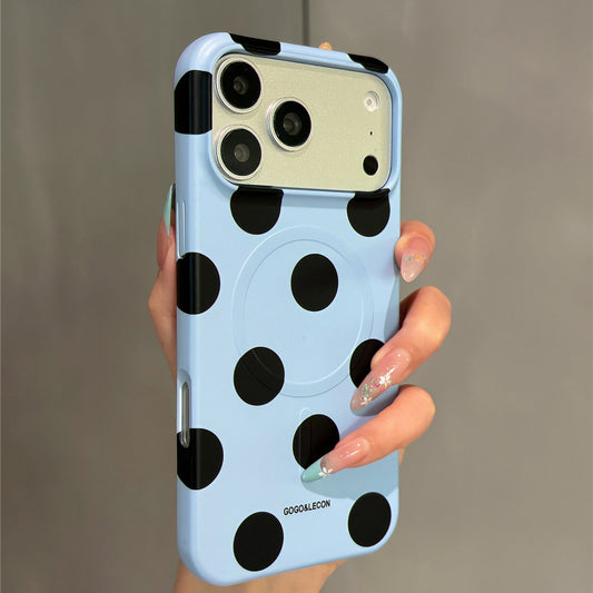 Blue Polka Dot Heart Magnetic Stand Acrylic Phone Case