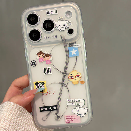 Cartoon Animals with Glasses Acrylic Phone Case