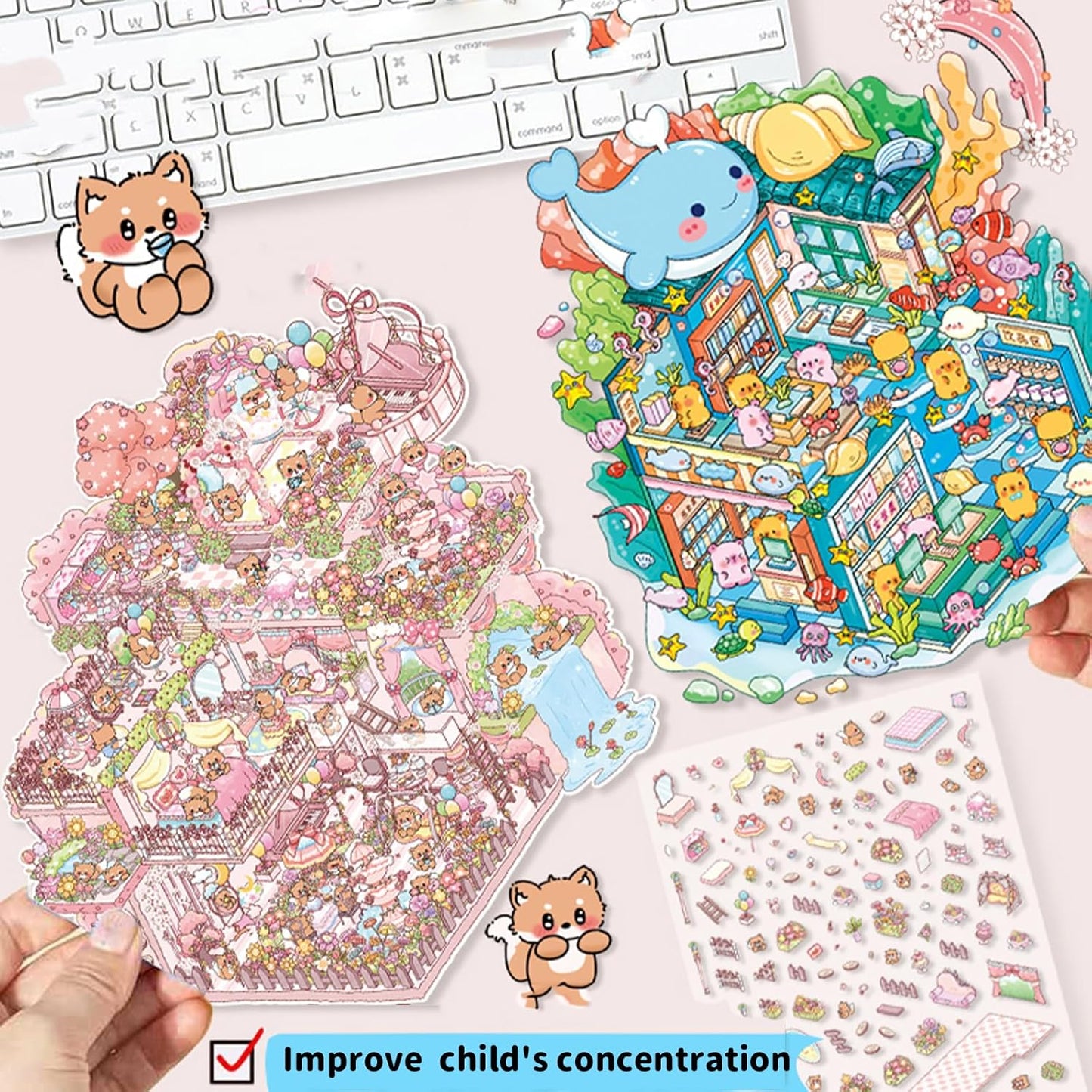 Mystic Dwellings 3D Sticker | 4 Cute Miniature Sticker