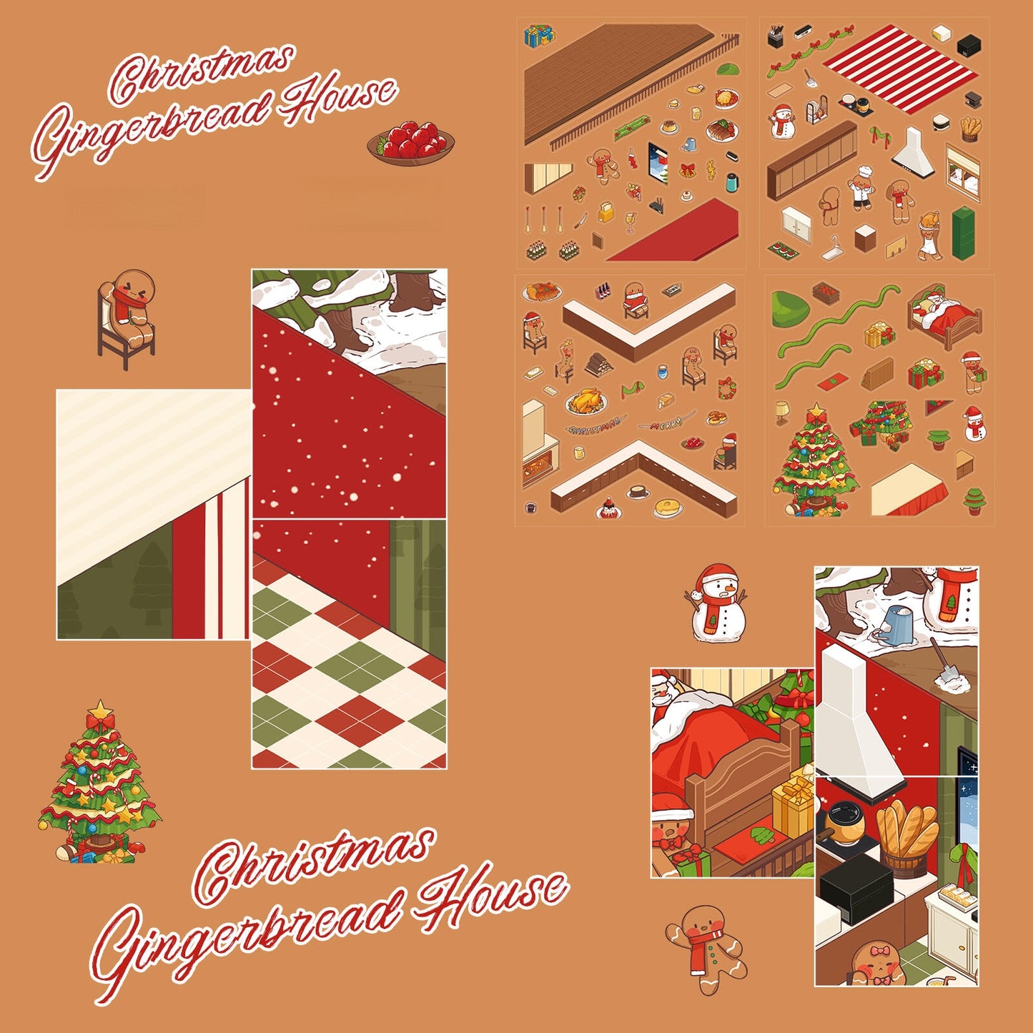 Christmas Fingerbread House 3D Sticker