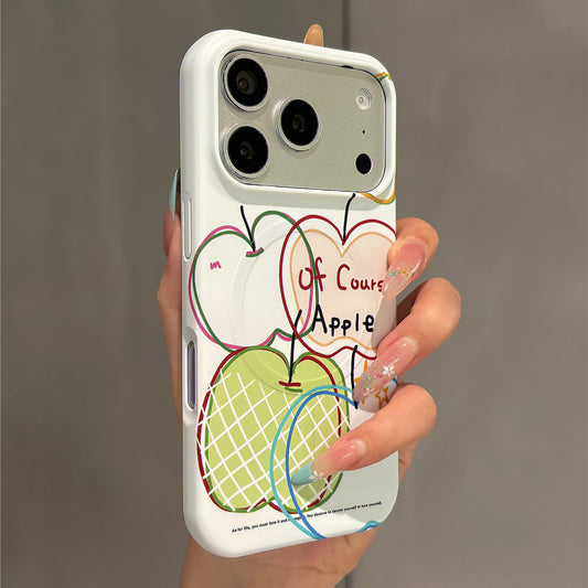 Colorful Doodle Line Apple Magnetic Stand Acrylic Phone Case