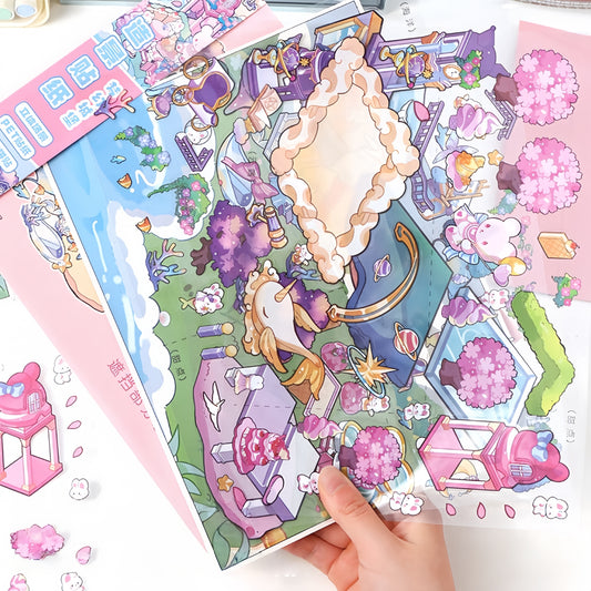 Bunny’s Dreamy Village 3D Sticker | 2 Cute Miniature Scenes